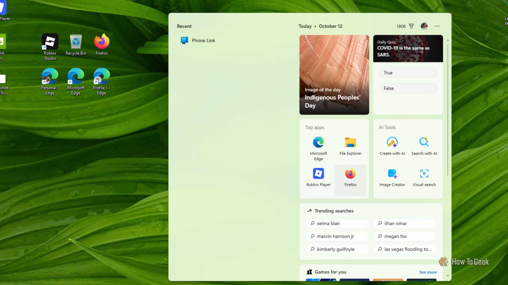 Phone Link on Windows 11 showing a bunch of different features and things.
