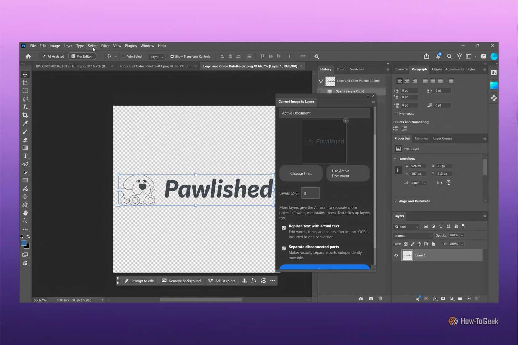 A screenshot of a Photoshop plugin that splits image into layers.