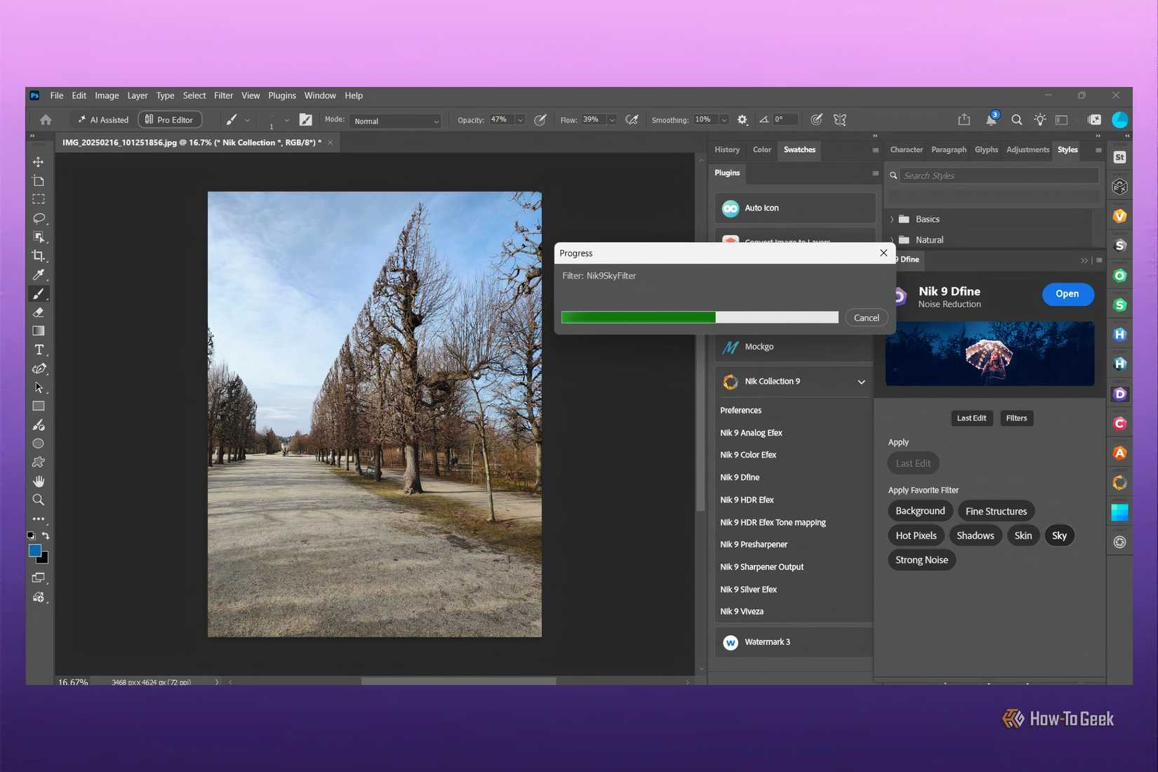 A screenshot of Photoshop plugin Nik Collection editing tools.