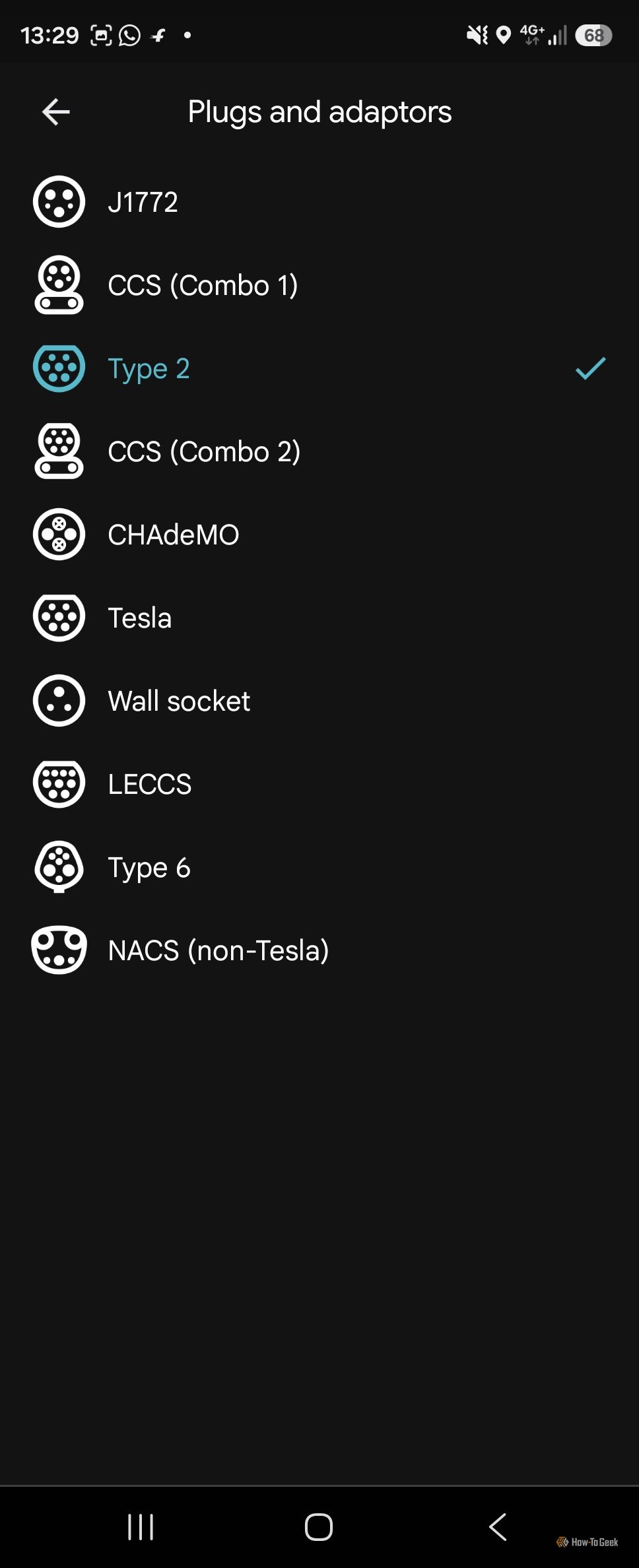 Plug selected for my EV