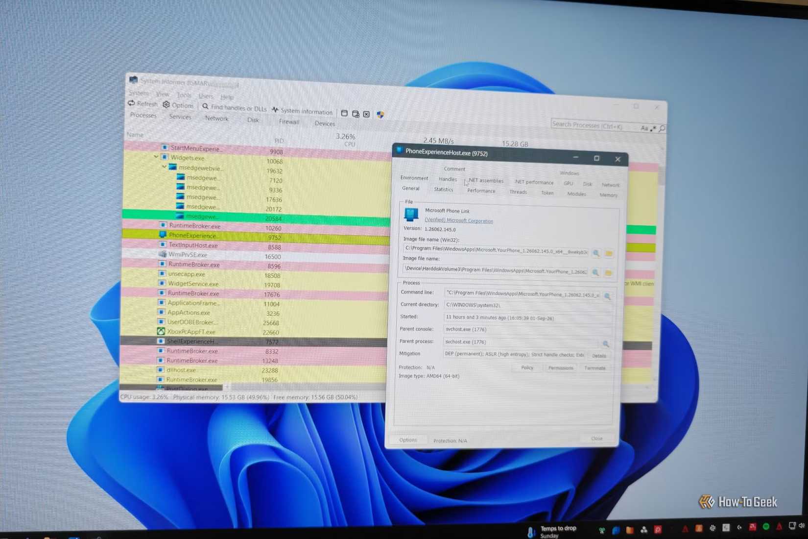 System Informer running on a monitor.