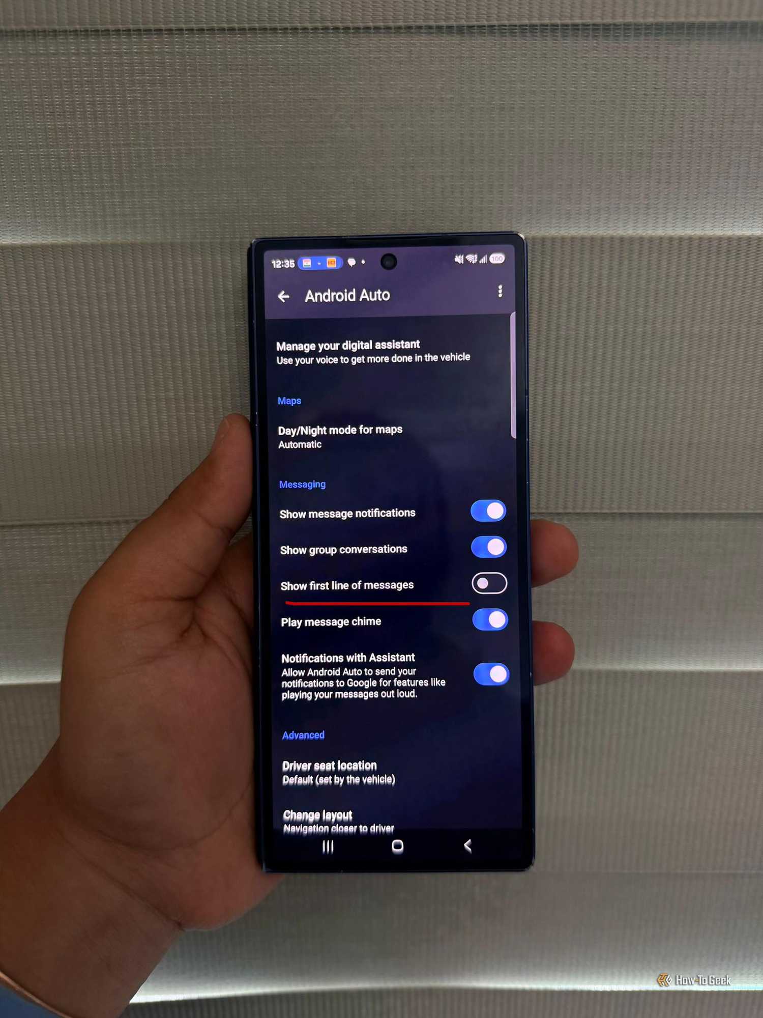 Turning off show first line of message