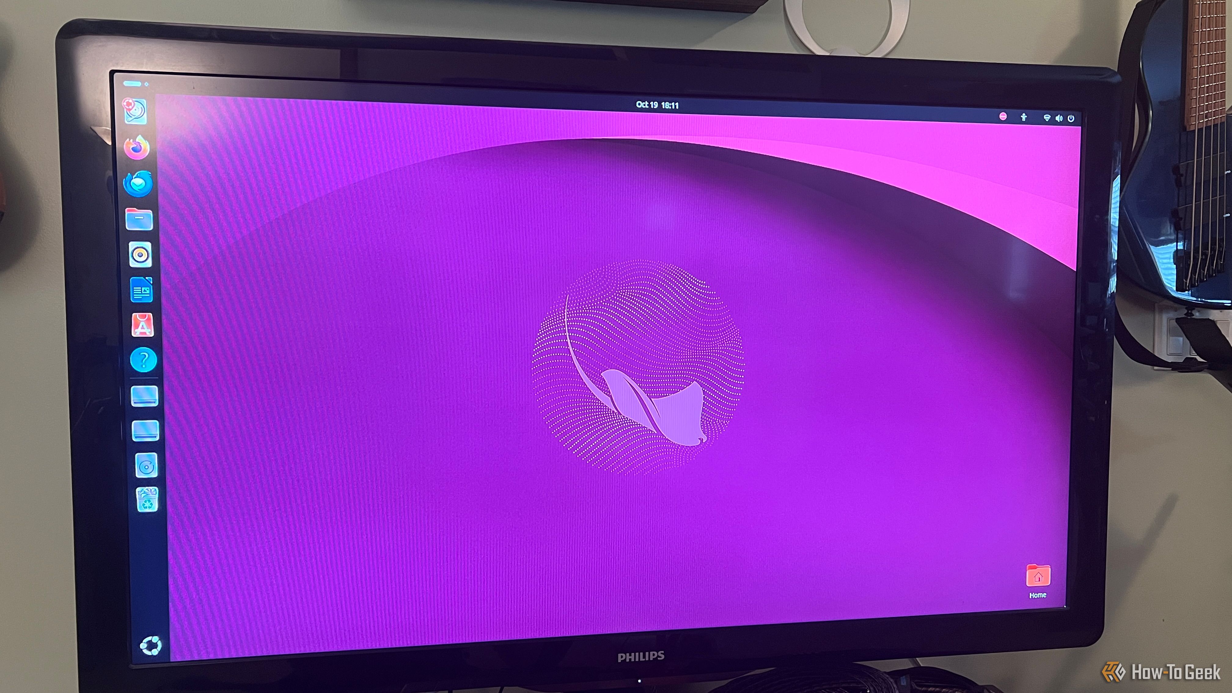 This is your strongest hero because it shows the new Stonking Stingray desktop on an actual monitor. The distinctive wallpaper is immediately recognizable.