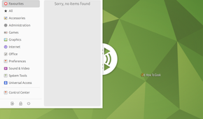 Ubuntu MATE application menu open on Favourites with category list and Control Center entry.