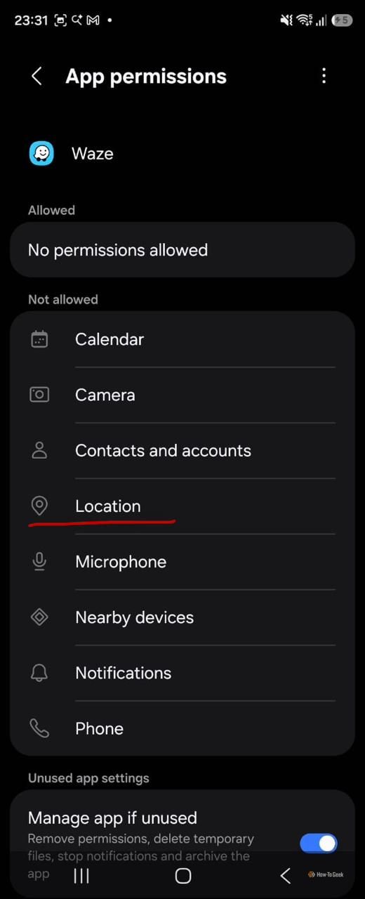 Changing the location setting in Waze