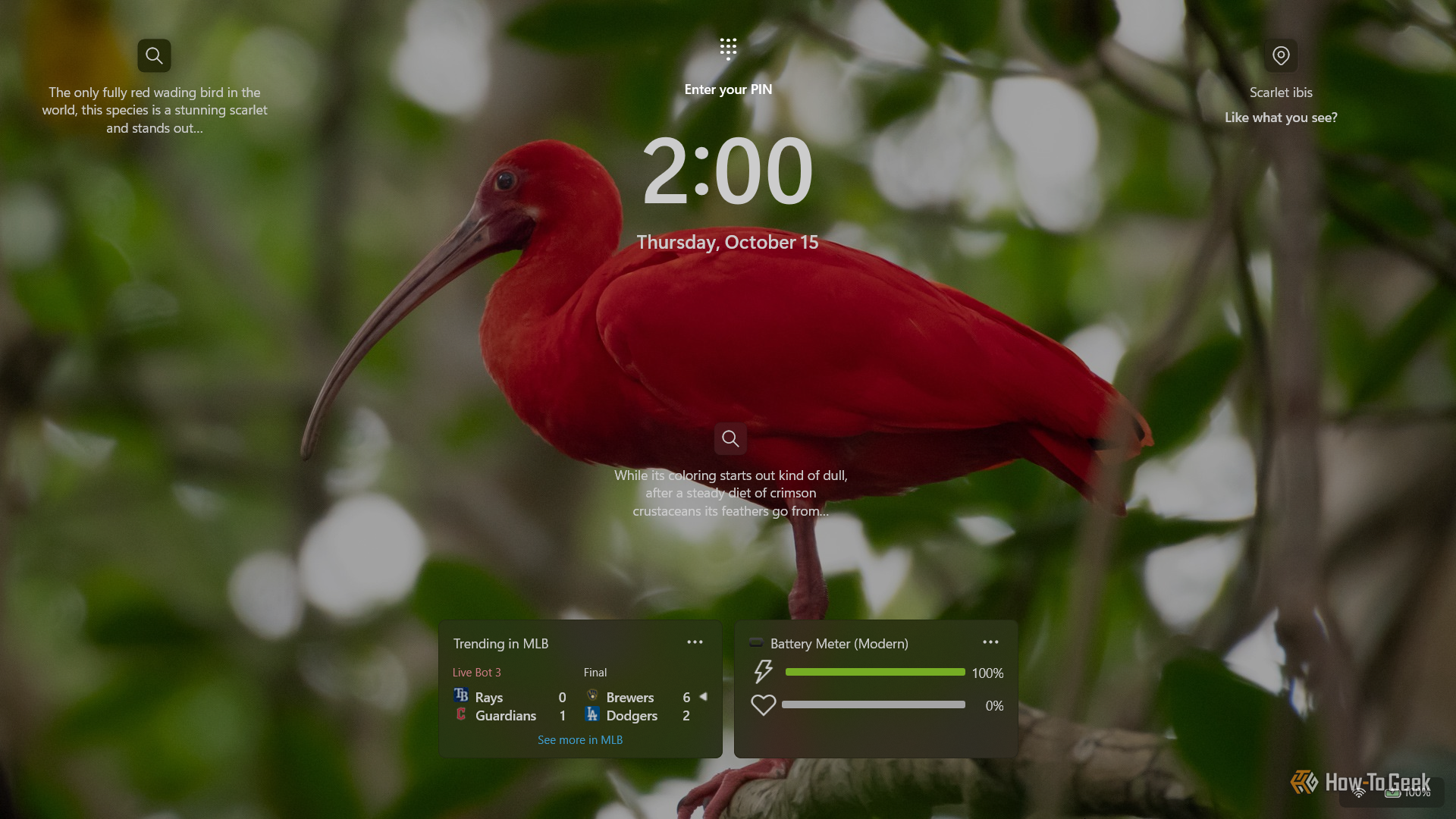 Стандартный экран блокировки Windows 11