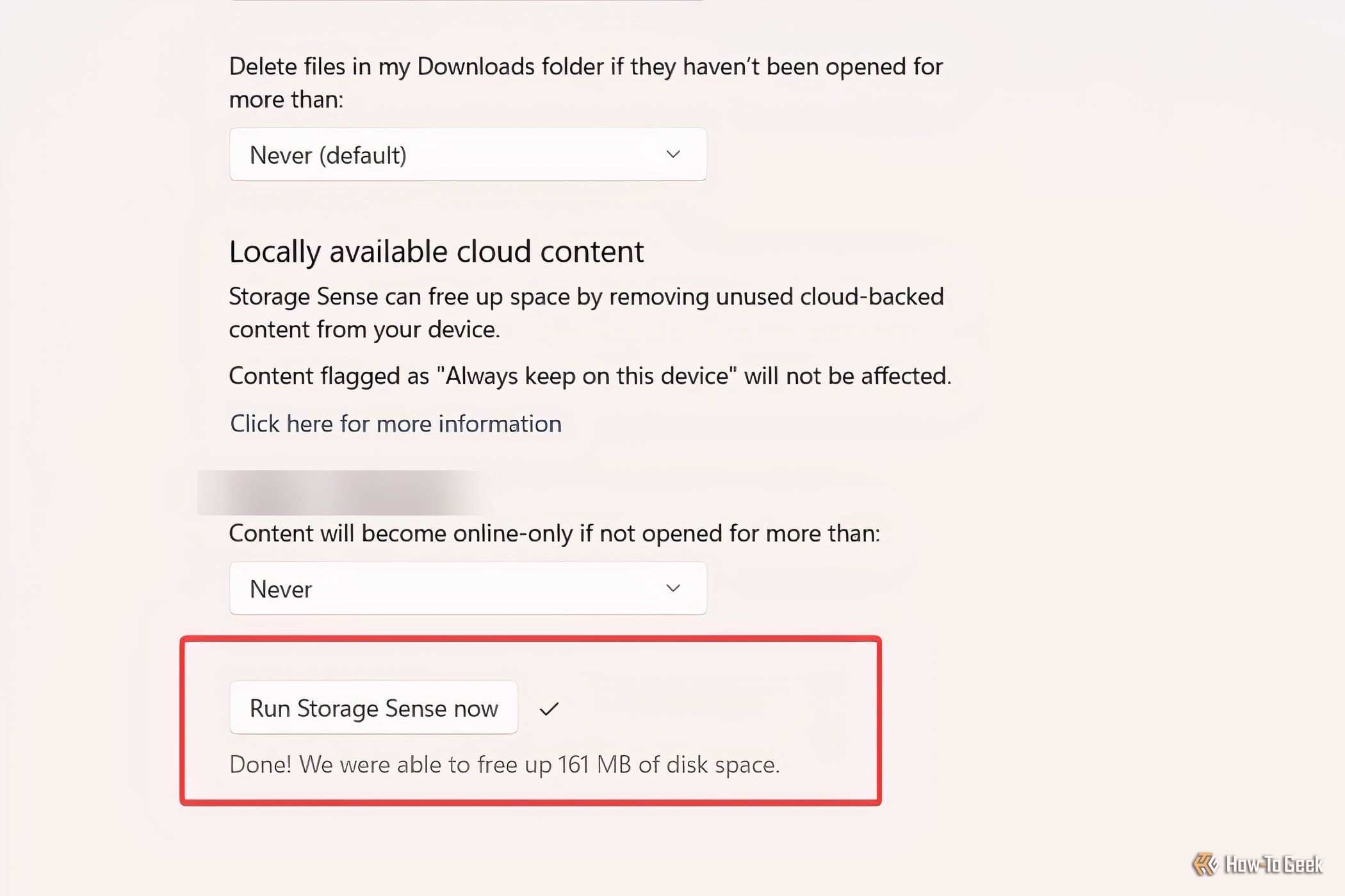 Результат очистки памяти в Windows 11