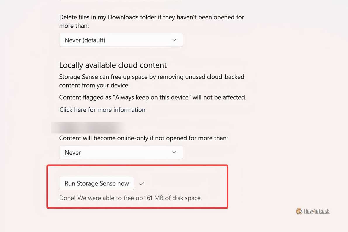 Освобожденное пространство в Windows 11 Результат очистки памяти в Windows 11