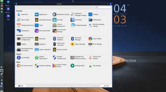 Xfce Settings Manager on MX Linux showing Personal, Hardware, System and Other settings.